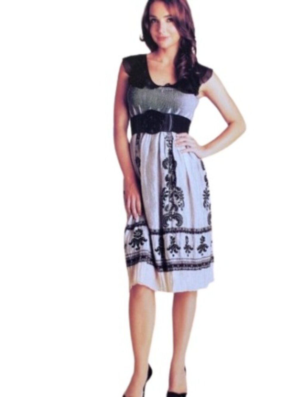 Lapis Womens Convertible Strapless Dress Silver Chiffon Studded Smocked OS New